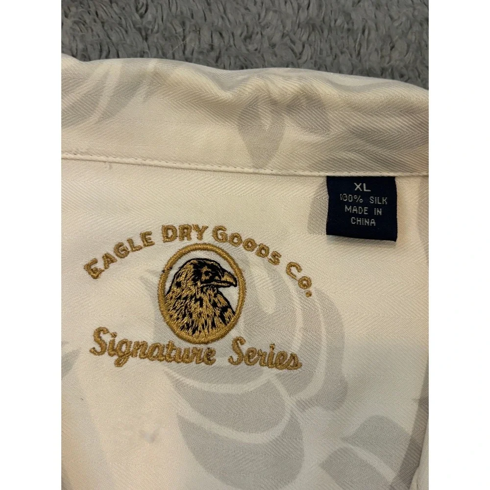 Eagle Dry Goods Co Signature Series Mens XL Cream 100% Silk Tropical Shirt